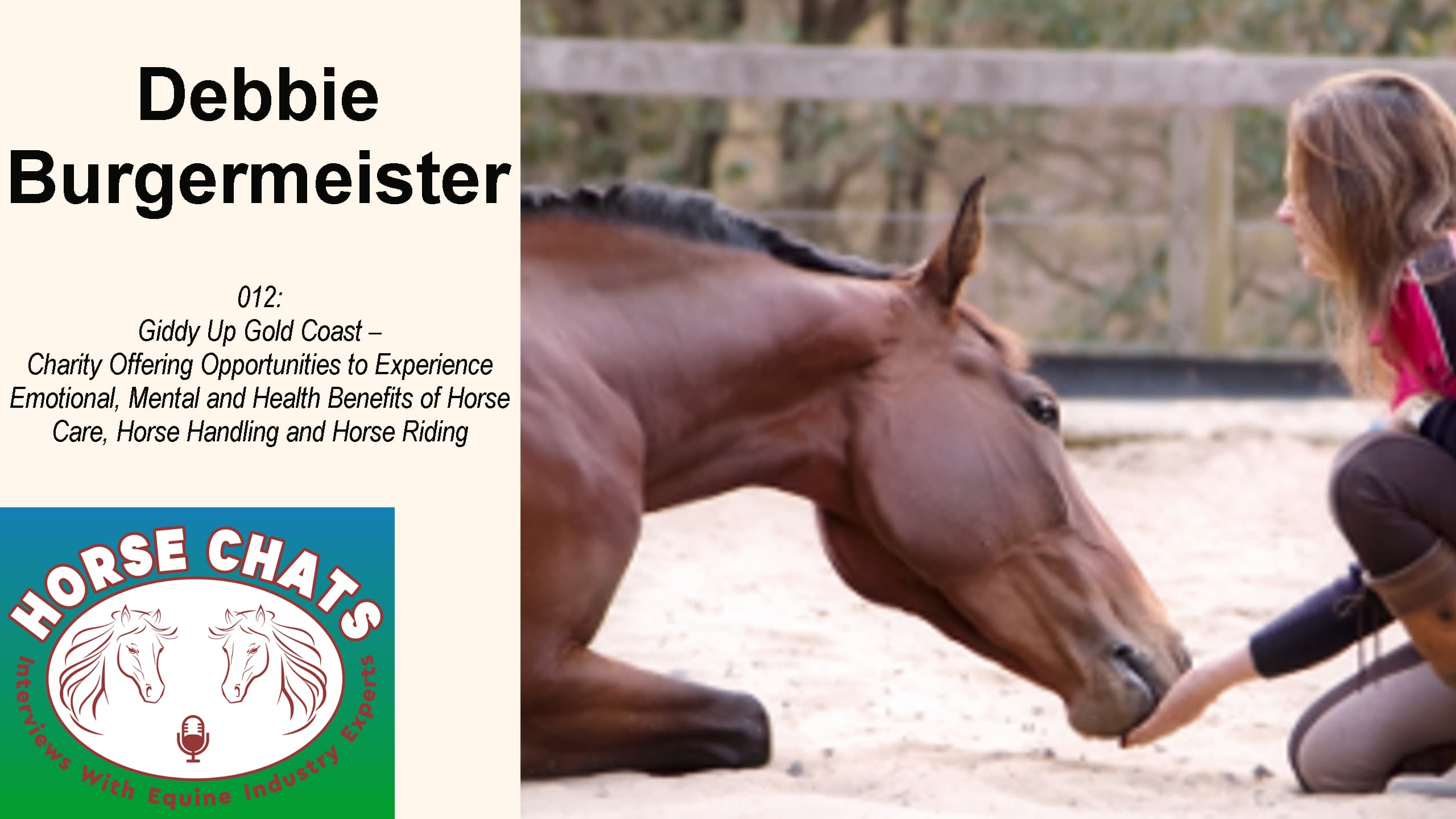 0012: Debbie Burgermeister - Giddy Up Gold Coast - Charity Offering Opportunities to Experience Emotional, Mental and Health Benefits of Horse Care, Horse Handling and Horse Riding cover art