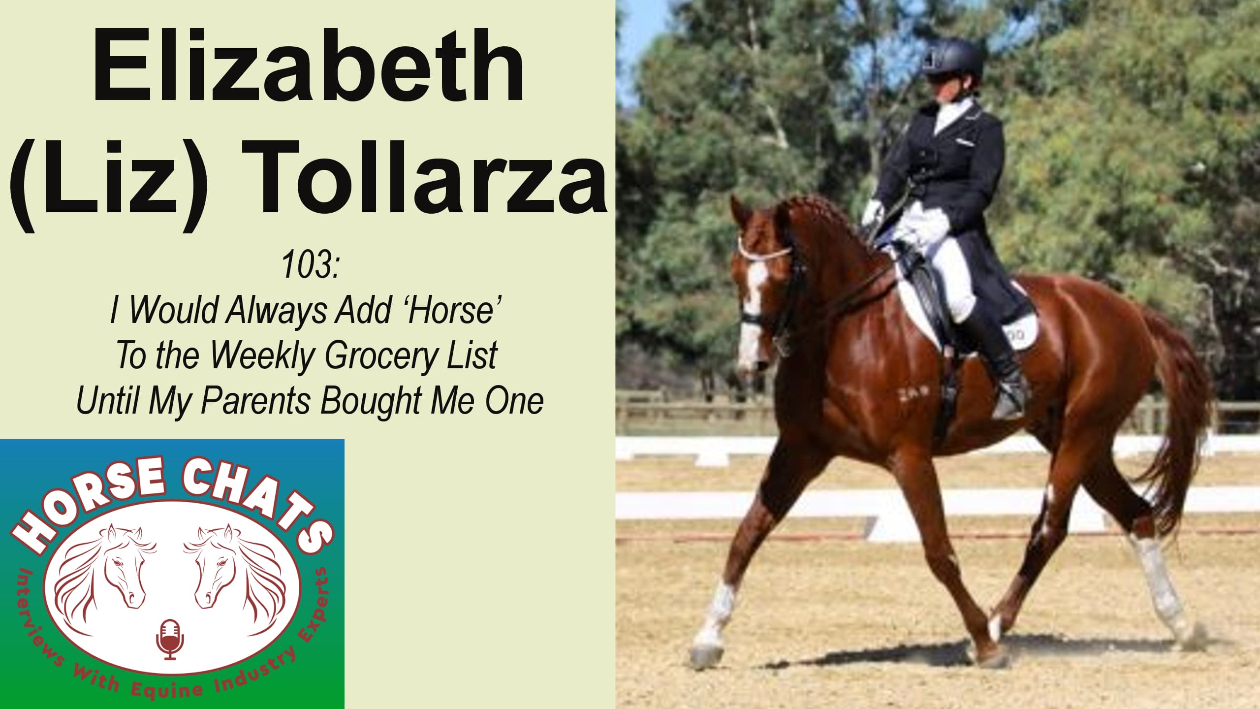0103: Elizabeth (Liz) Tollarzo - I Would Always Add 'Horse' To the Weekly Grocery List Until My Parents Bought Me One cover art